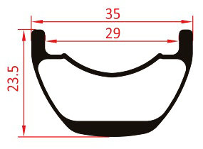 35mm wide carbon rim trail profile