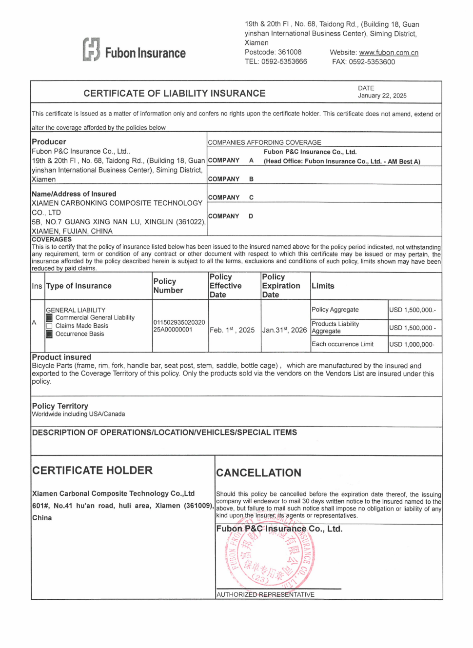 Carbonal-bike- carbon-rims- wheel-products-insurance- worldwide- 2025-2026