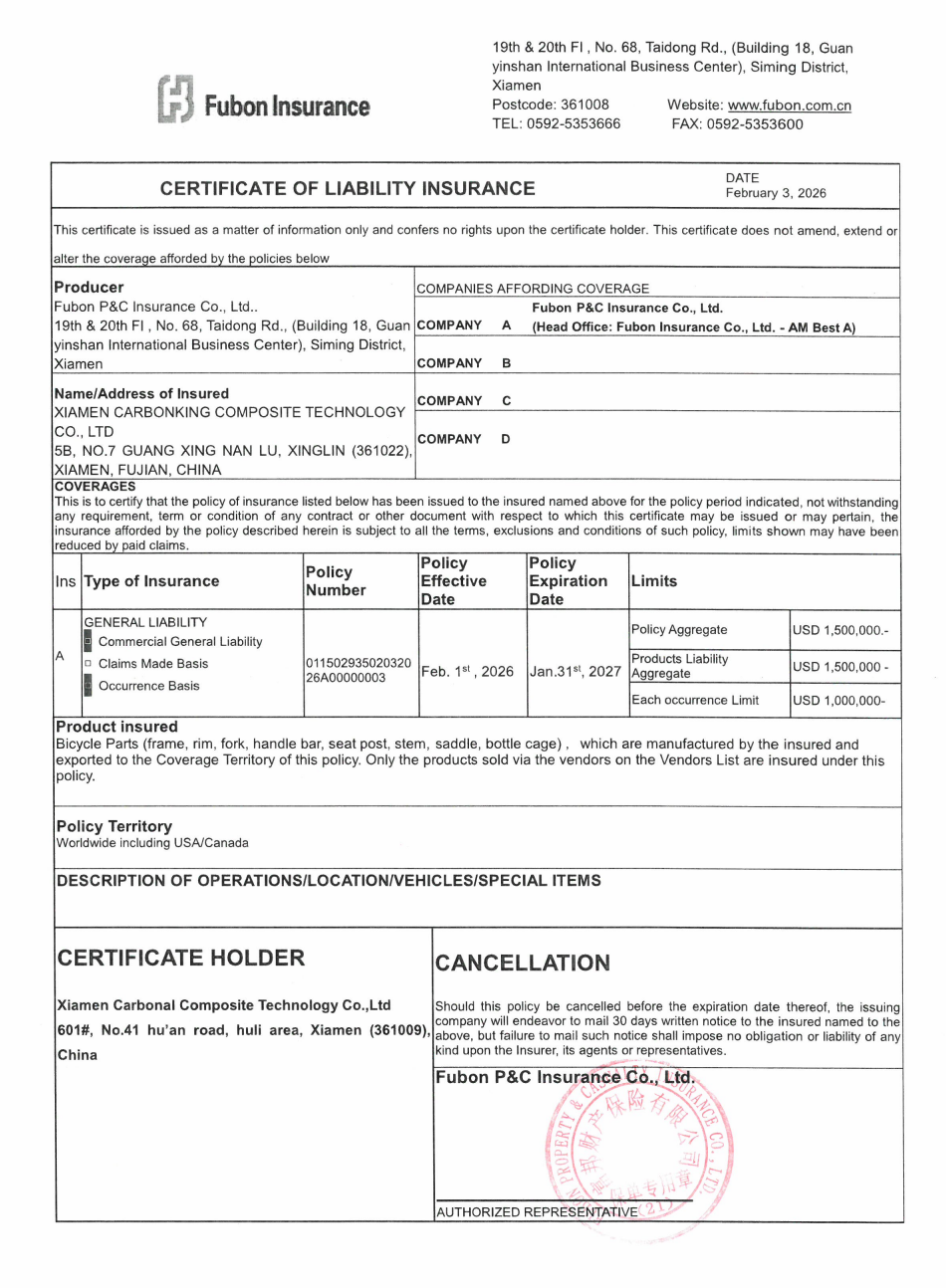 Carbonal-bike- carbon-rims- wheel-products-insurance- worldwide- 2026-2027