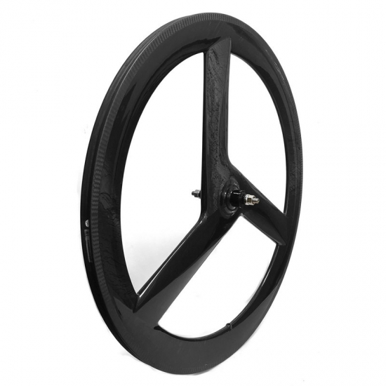 Custom 700c carbon tri spoke wheels 23mm wide 60mm deep tubular 
